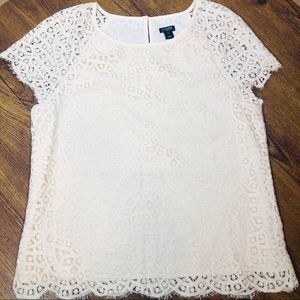 J Crew Cream scallop lace top